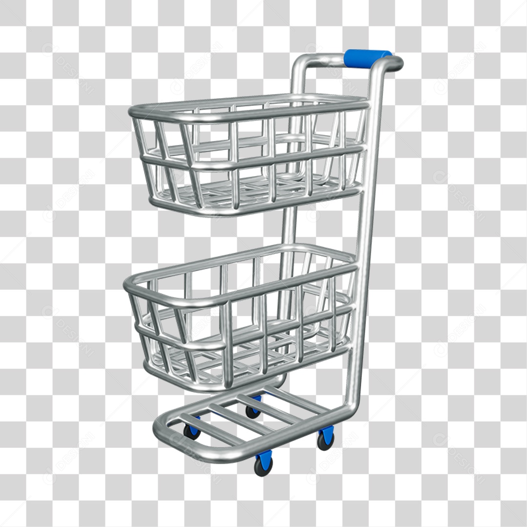 Elemento 3D Carrinho Mercados Composição PNG Transparente