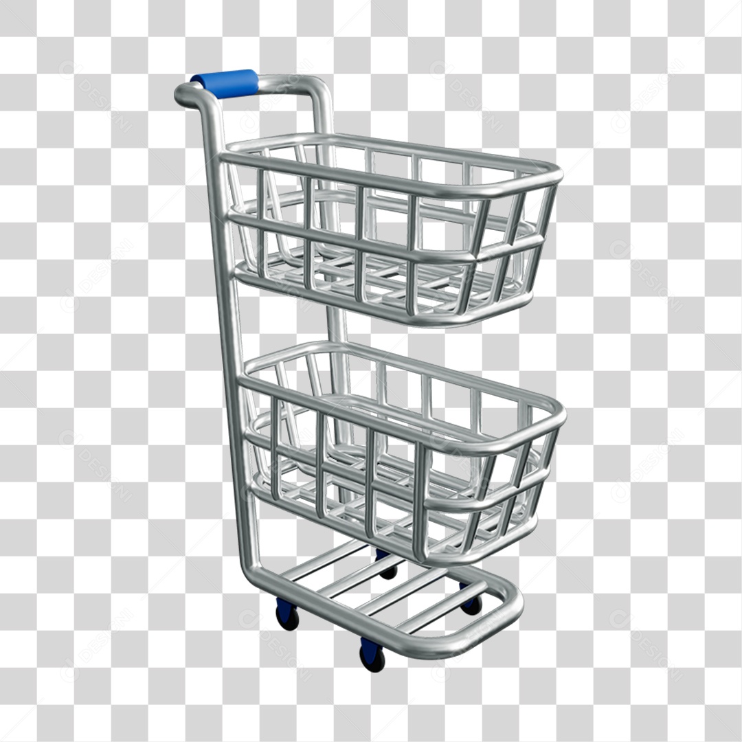 Elemento 3D Carrinho Mercados Composição PNG Transparente