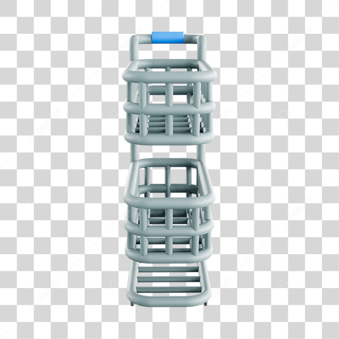 Elemento 3D Carrinho Mercados Composição PNG Transparente