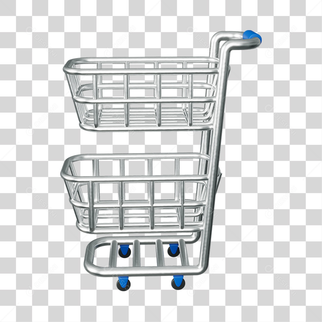 Elemento 3D Carrinho Mercados Composição PNG Transparente