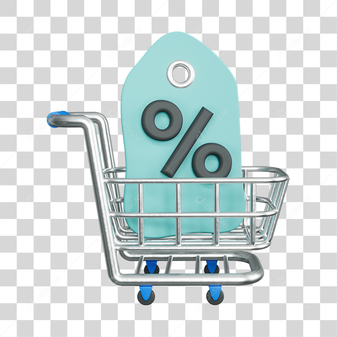 3D Element Cart Percentage Markets Transparent PNG Composition