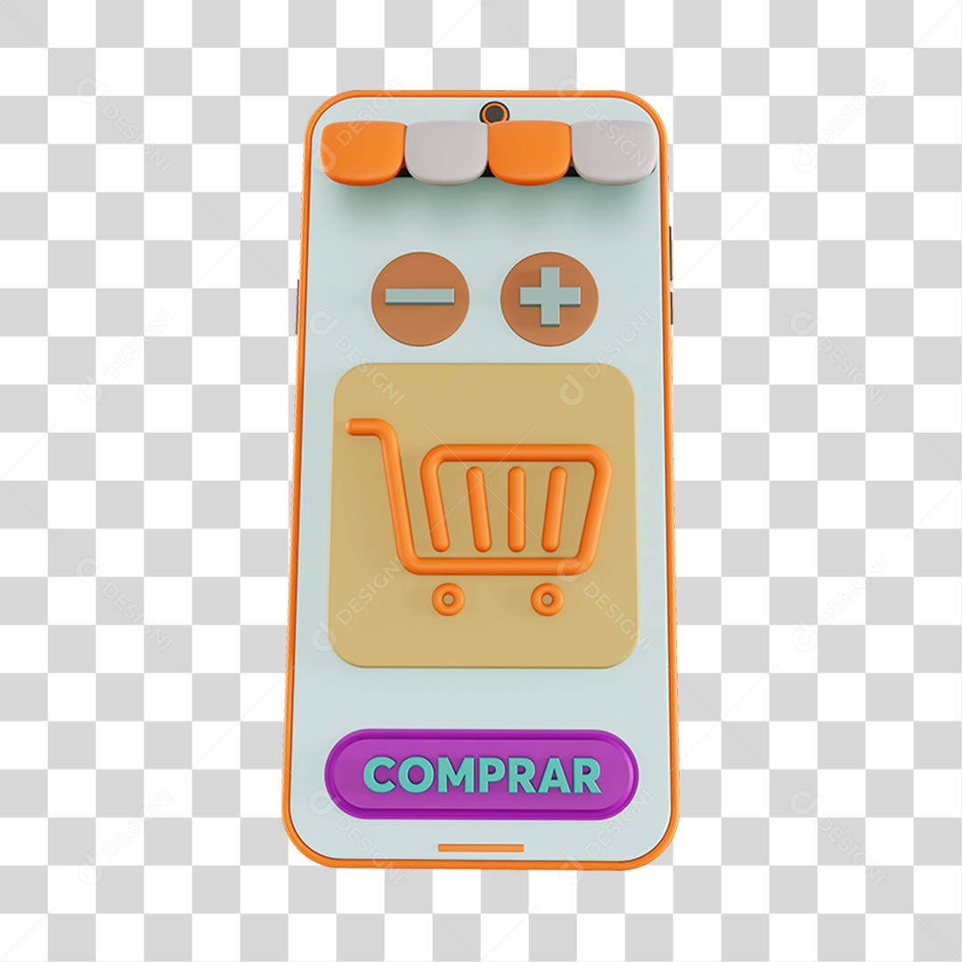 Elemento 3D Celular Mercados Composição PNG Transparente