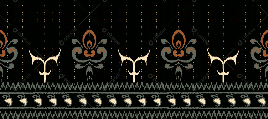 Padrão Tribal Tradicional Estilo Asteca Tapete Preto Vetor EPS