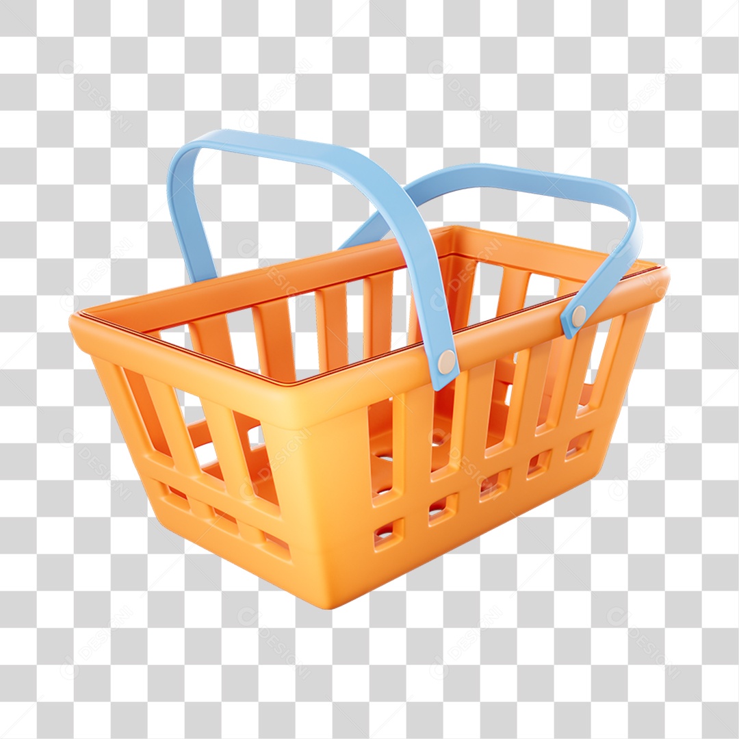 Elemento 3D Cestinhas Mercados Composição PNG Transparente