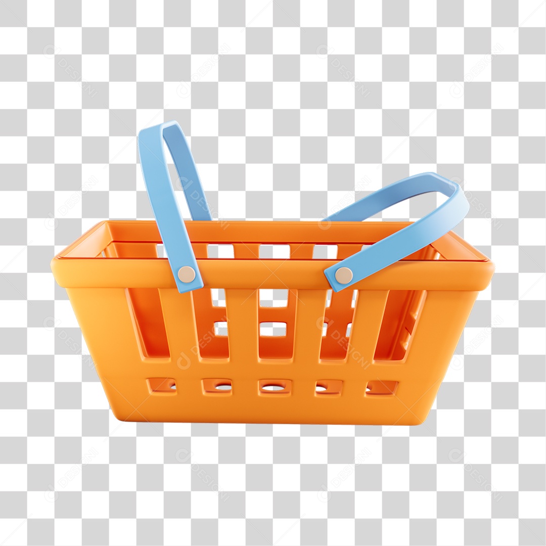 Elemento 3D Cestinhas Mercados Composição PNG Transparente