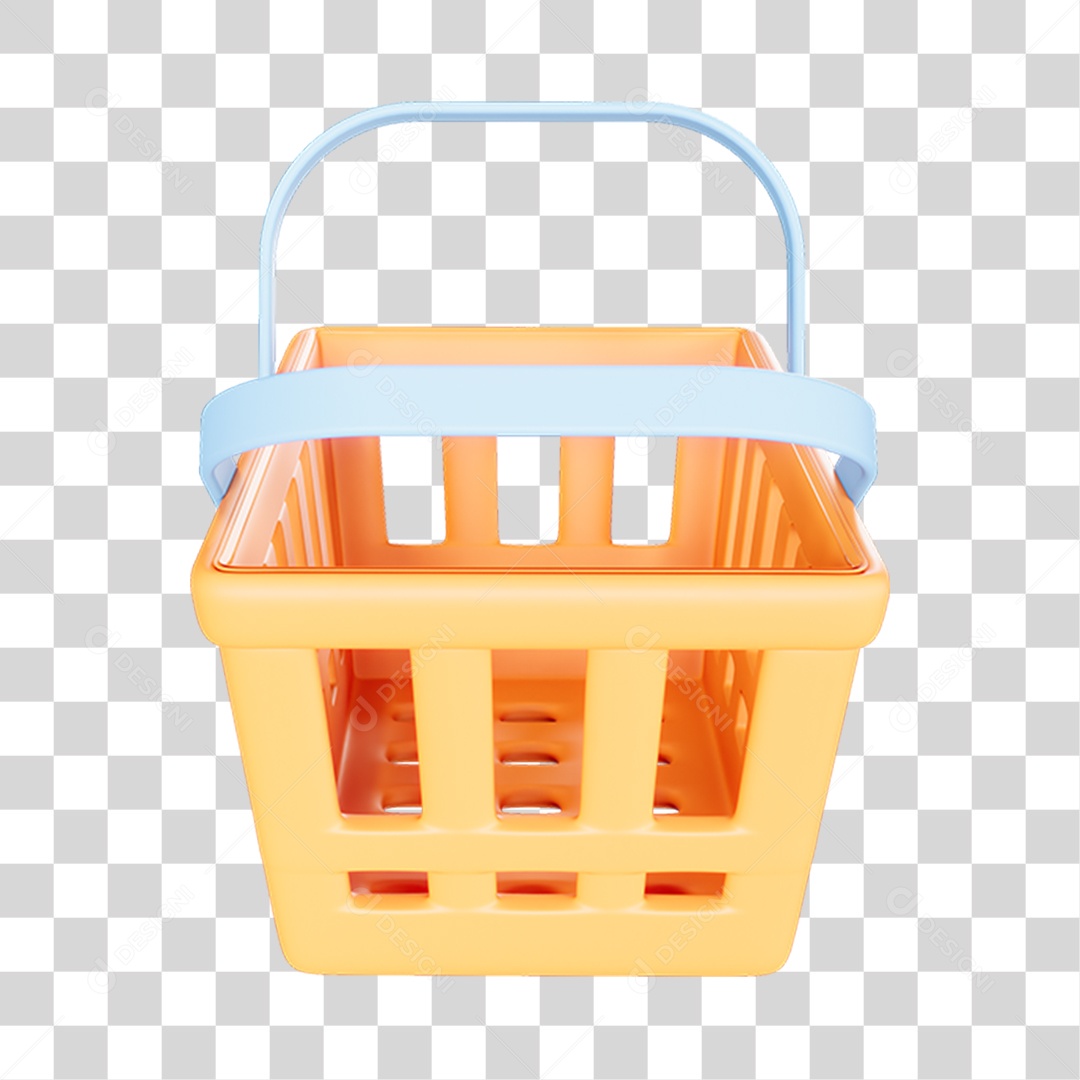 Elemento 3D Cestinhas Mercados Composição PNG Transparente