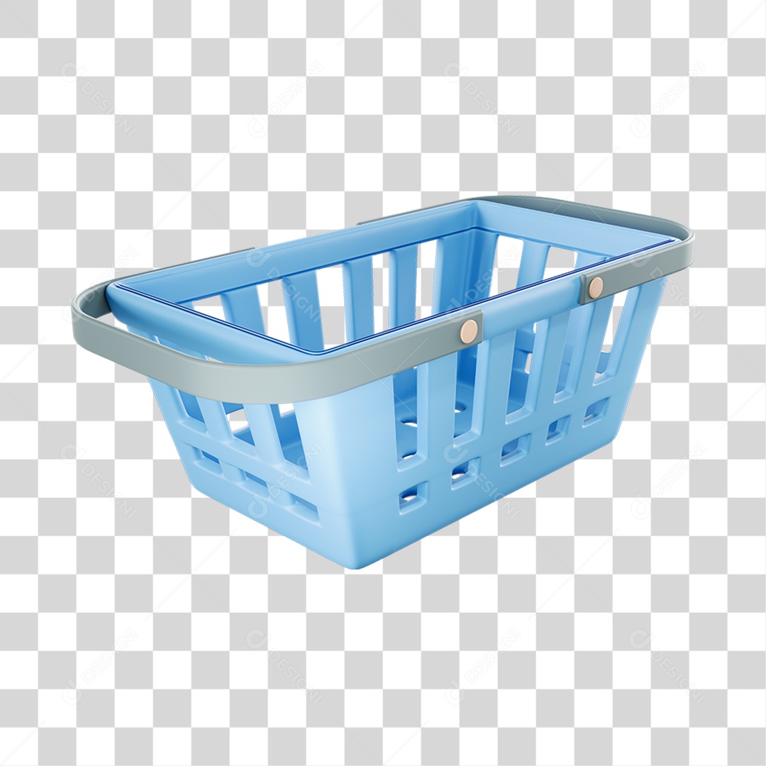 Elemento 3D Cestinhas Mercados Composição PNG Transparente