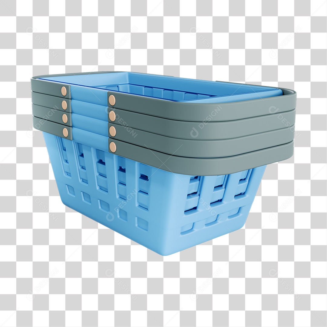 Elemento 3D Cestinhas Mercados Composição PNG Transparente