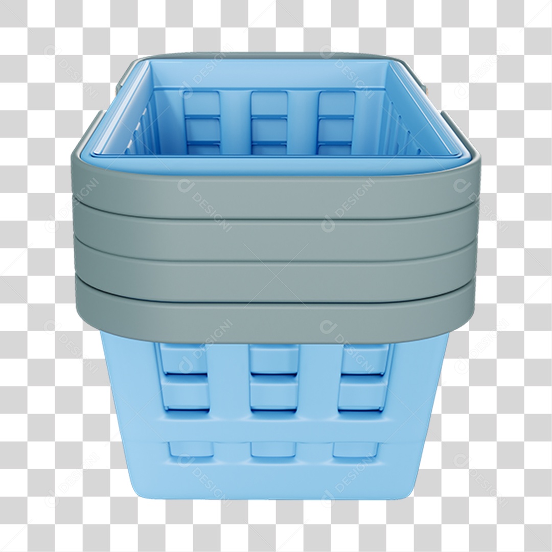 Elemento 3D Cestinhas Mercados Composição PNG Transparente