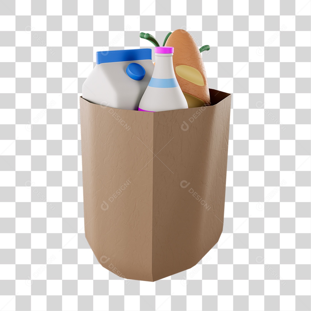 Elemento 3D Compras Mercados Composição PNG Transparente