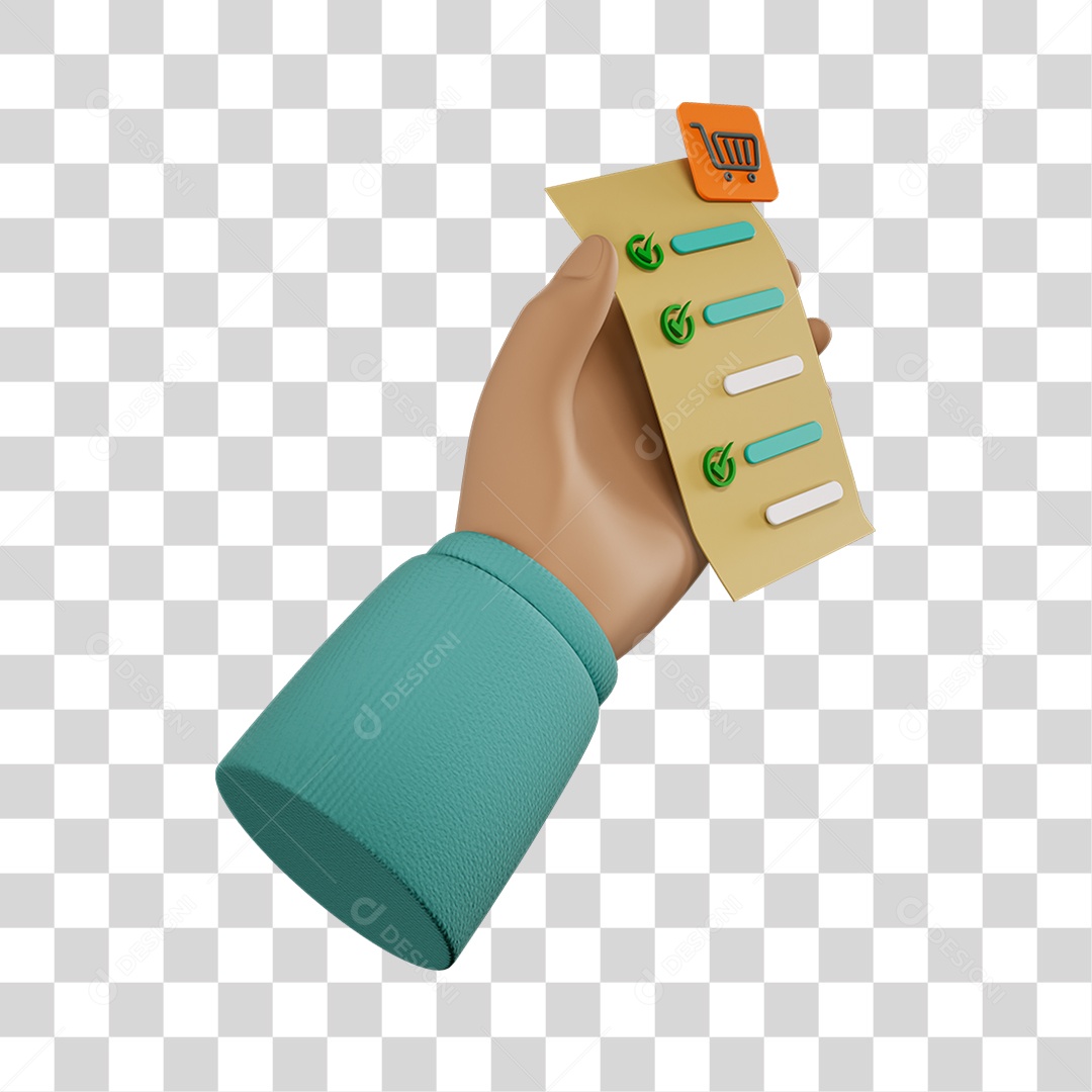 Elemento 3D Mão Com Lista Composição PNG Transparente