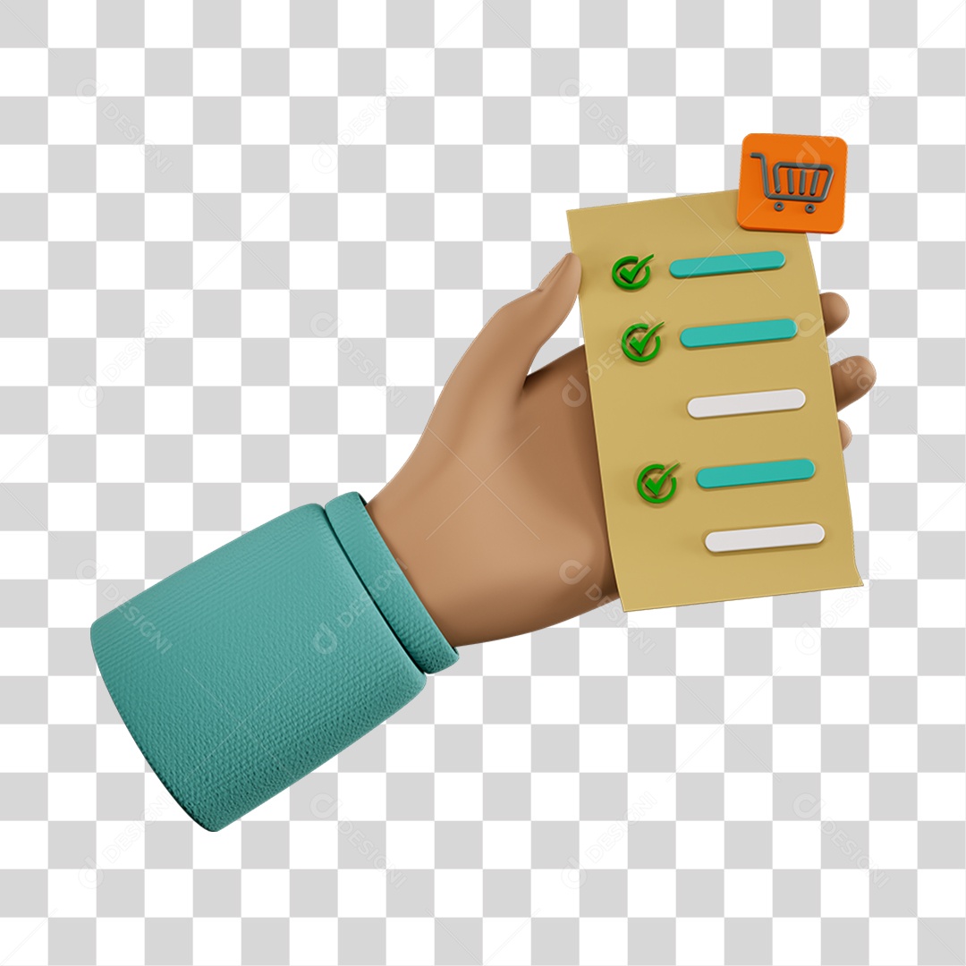 Elemento 3D Mão Com Lista Composição PNG Transparente