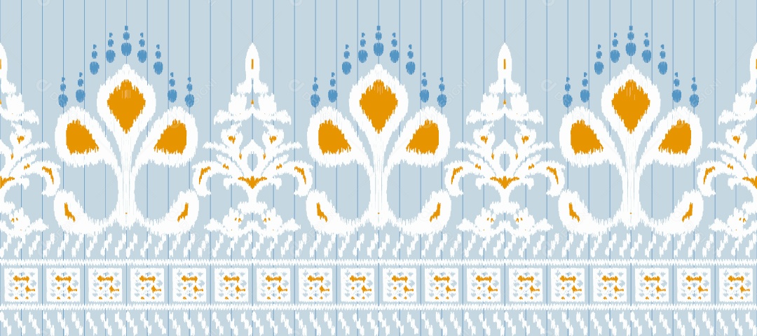 Padrão Tribal Tradicional Estilo Asteca Tapete Azul e Dourado Vetor EPS