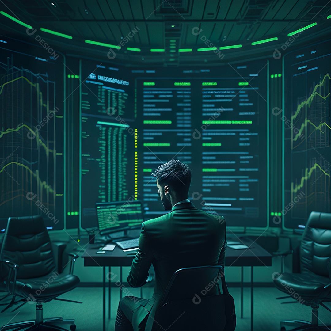 Homem de terno azul analisando bolsa de valores