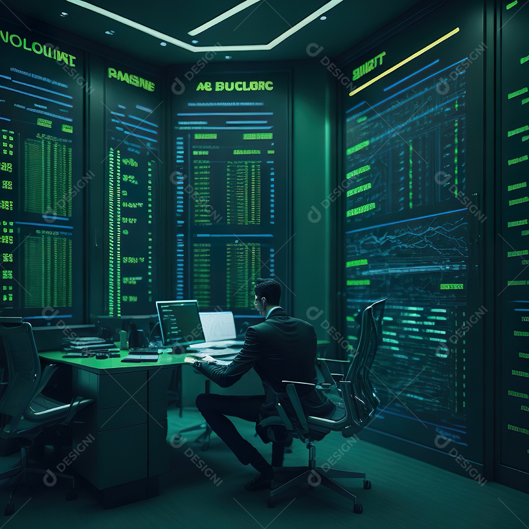 Homem de terno verde analisando bolsa de valores