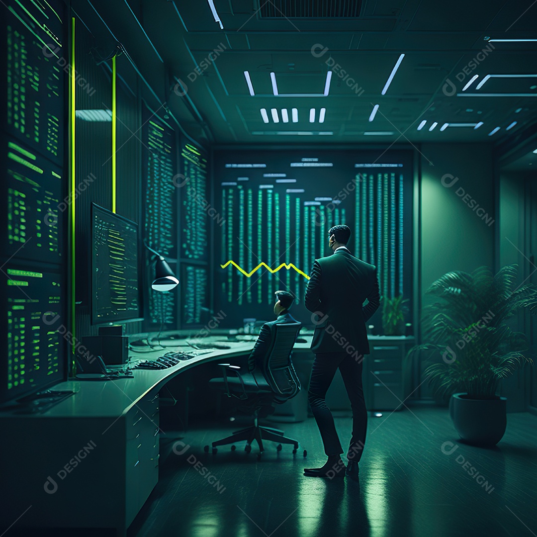 Homem de terno verde analisando bolsa de valores