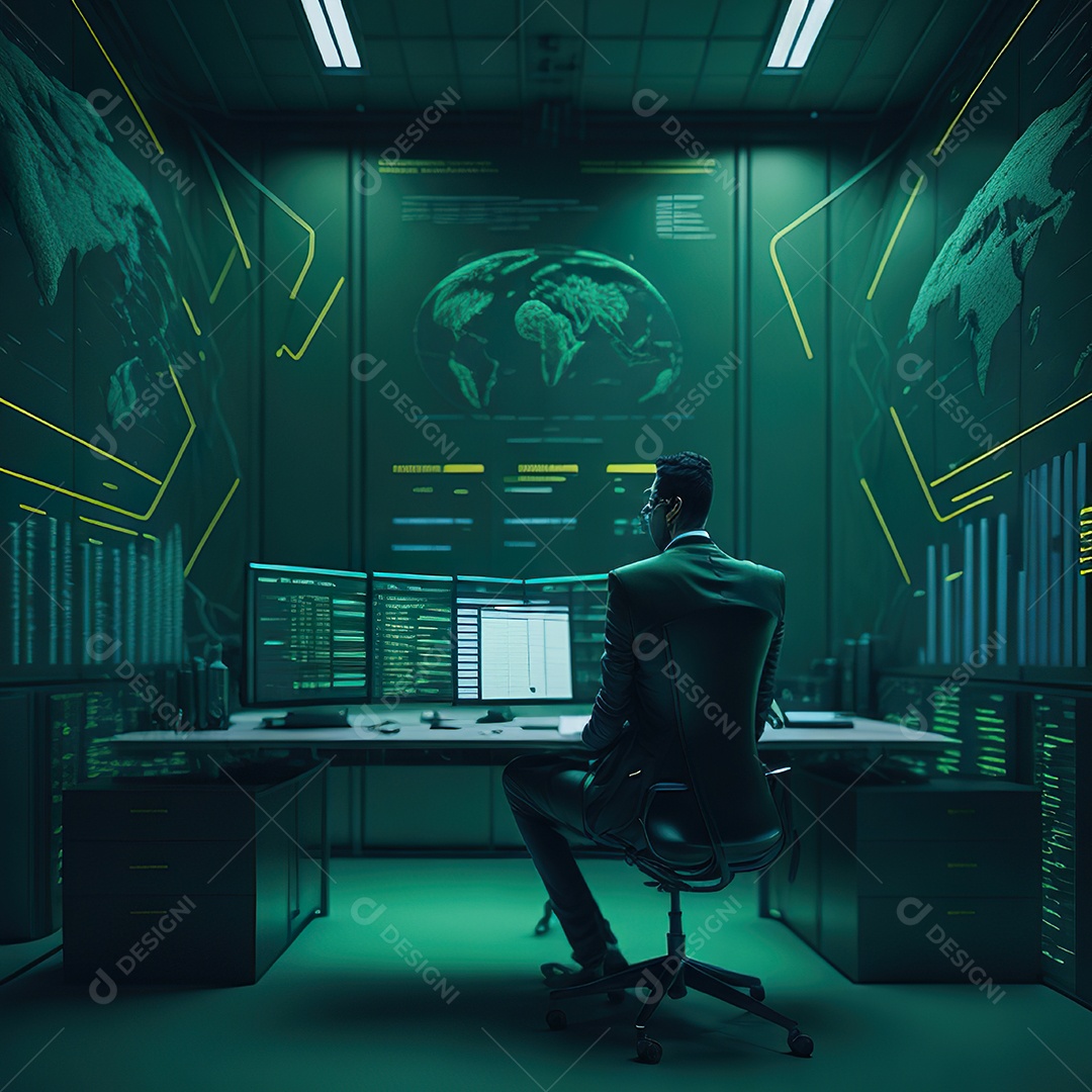 Homem de terno verde analisando bolsa de valores