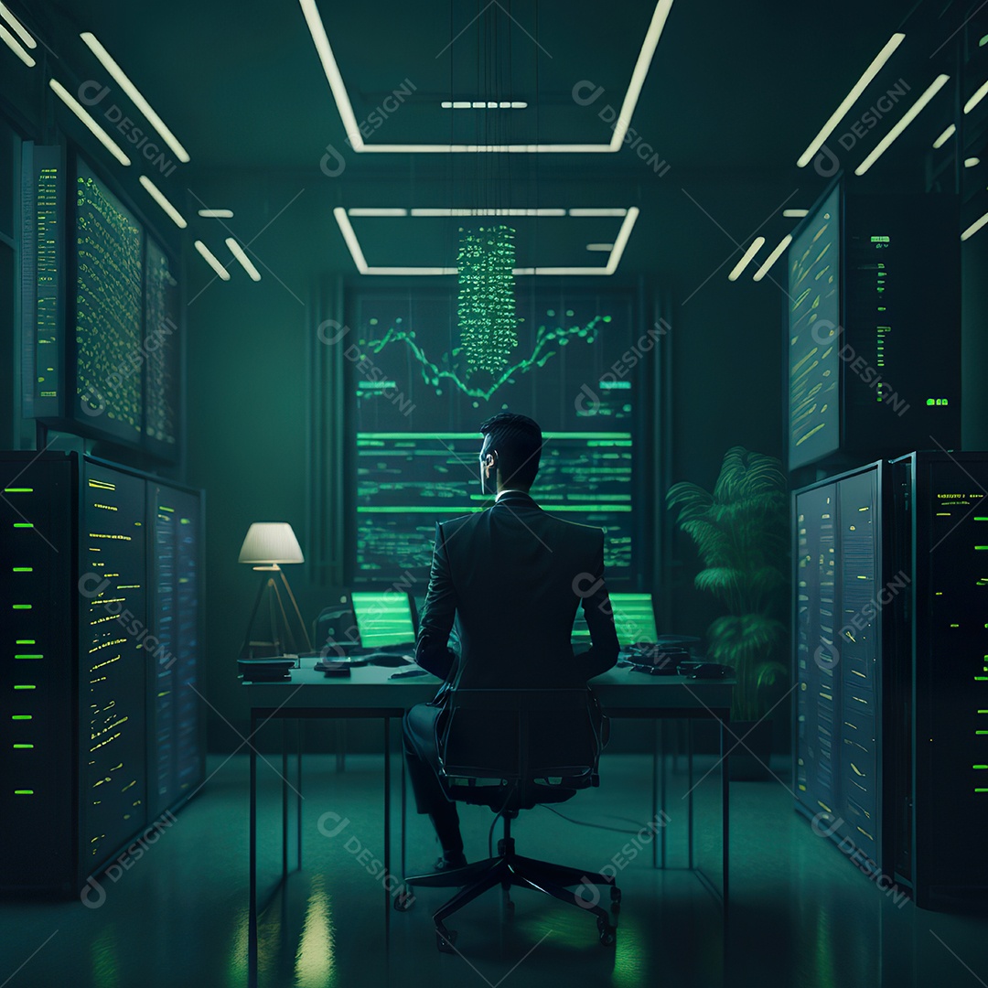 Homem de terno verde analisando bolsa de valores