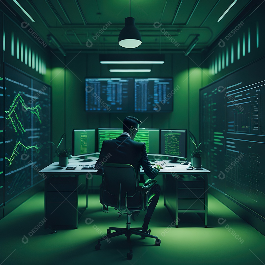 Homem de terno verde analisando bolsa de valores