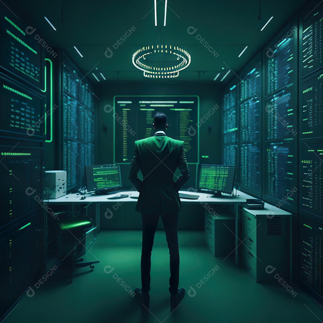 Homem de terno verde analisando bolsa de valores