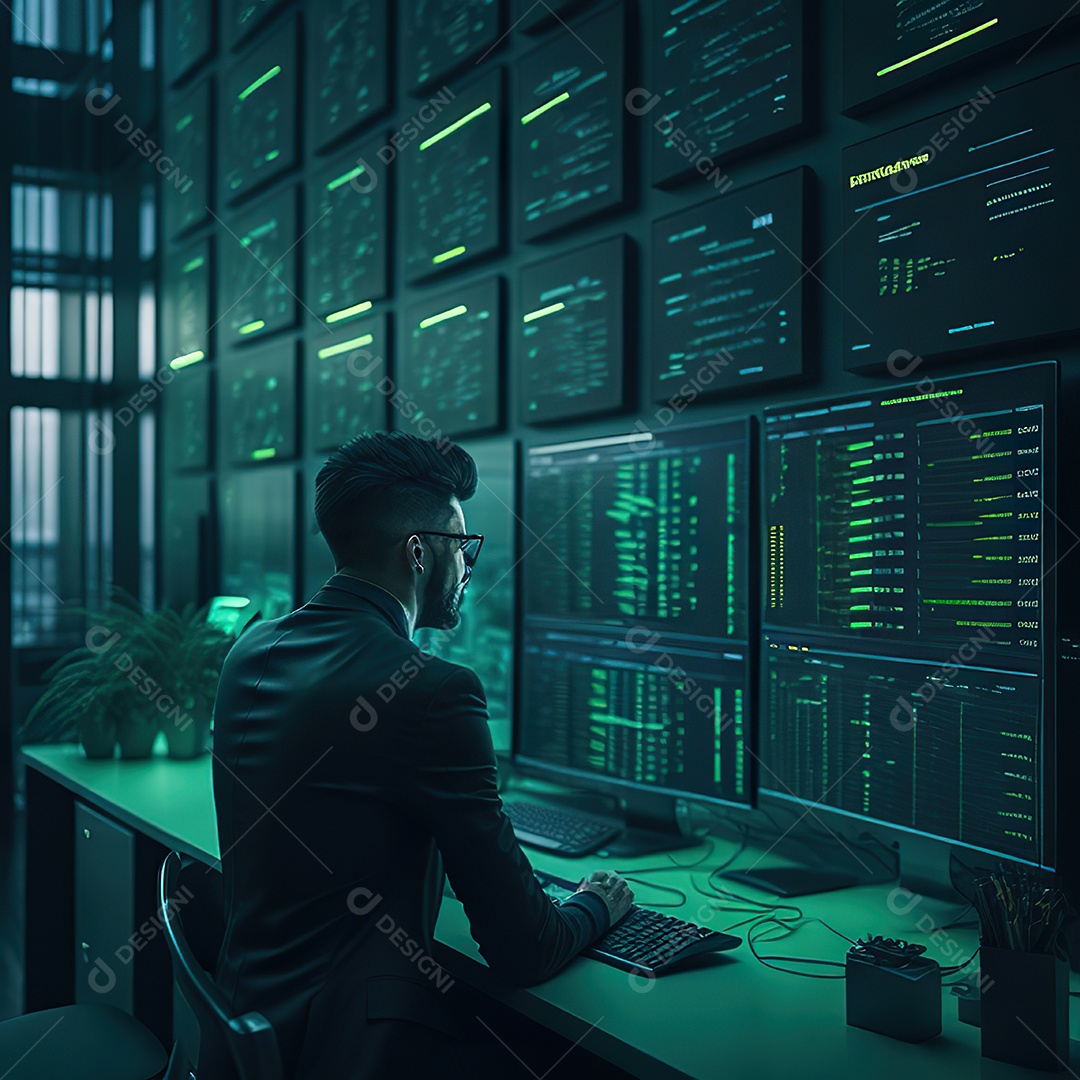 Homem de terno verde analisando bolsa de valores