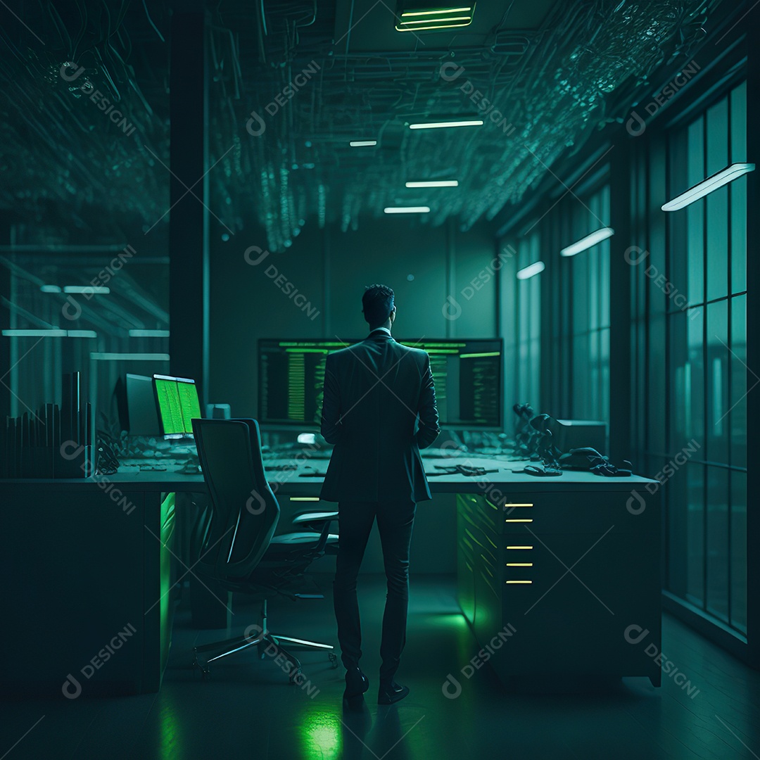 Homem de terno verde analisando bolsa de valores