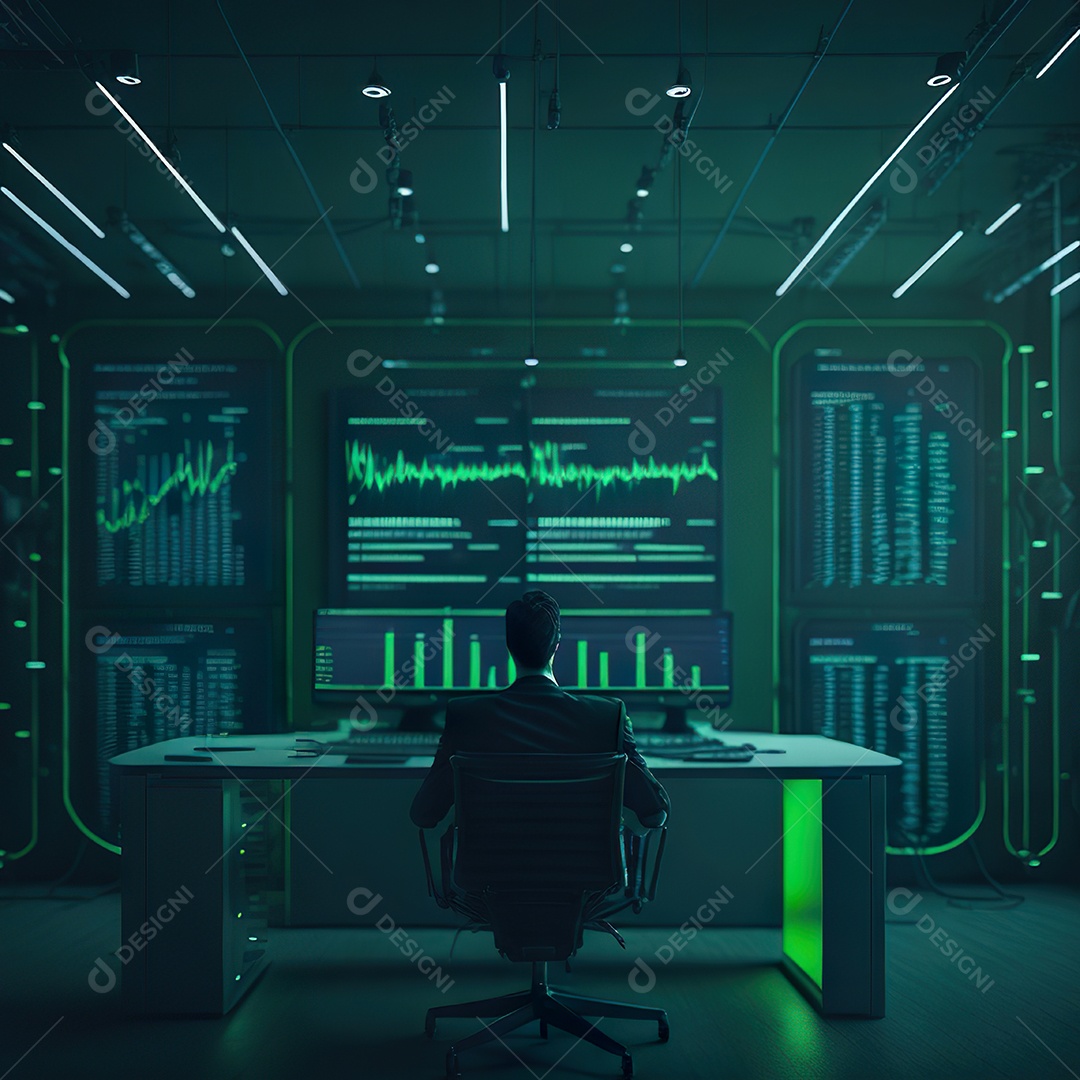 Homem de terno verde analisando bolsa de valores