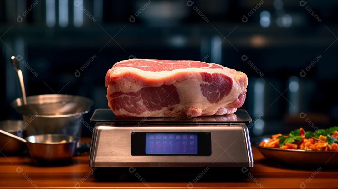 Pedaço de carne sobre balança