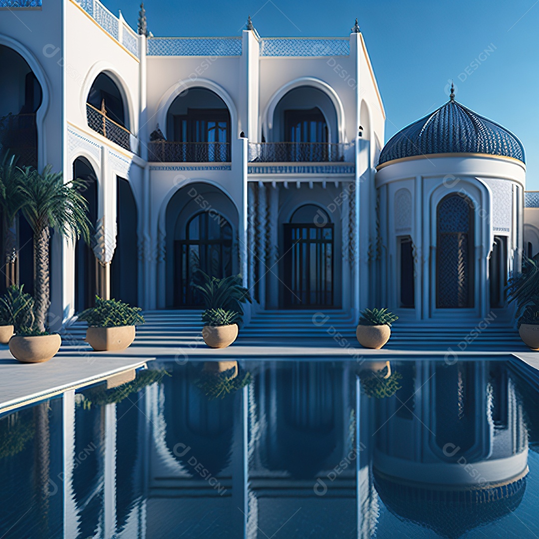 Vila marroquina cercada por água e naturez