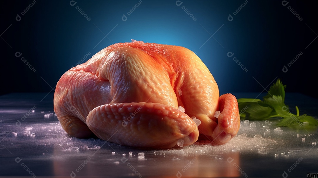 Frango inteiro temperado para assar