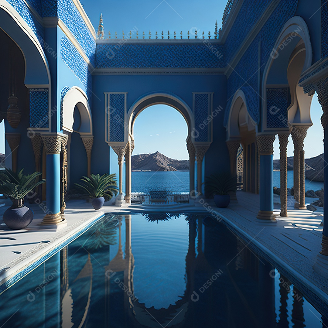 Vila marroquina cercada por água e natureza