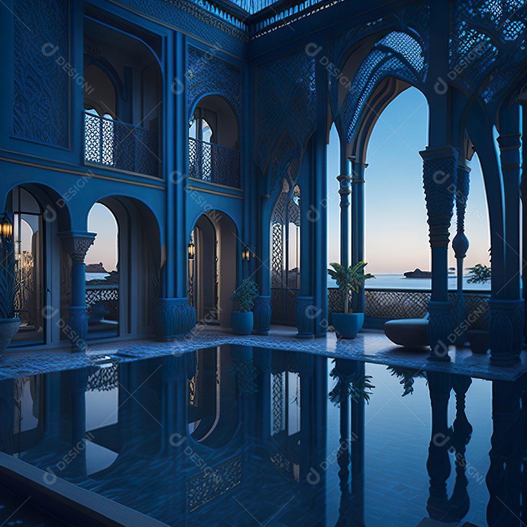 Vila marroquina cercada por água e natureza