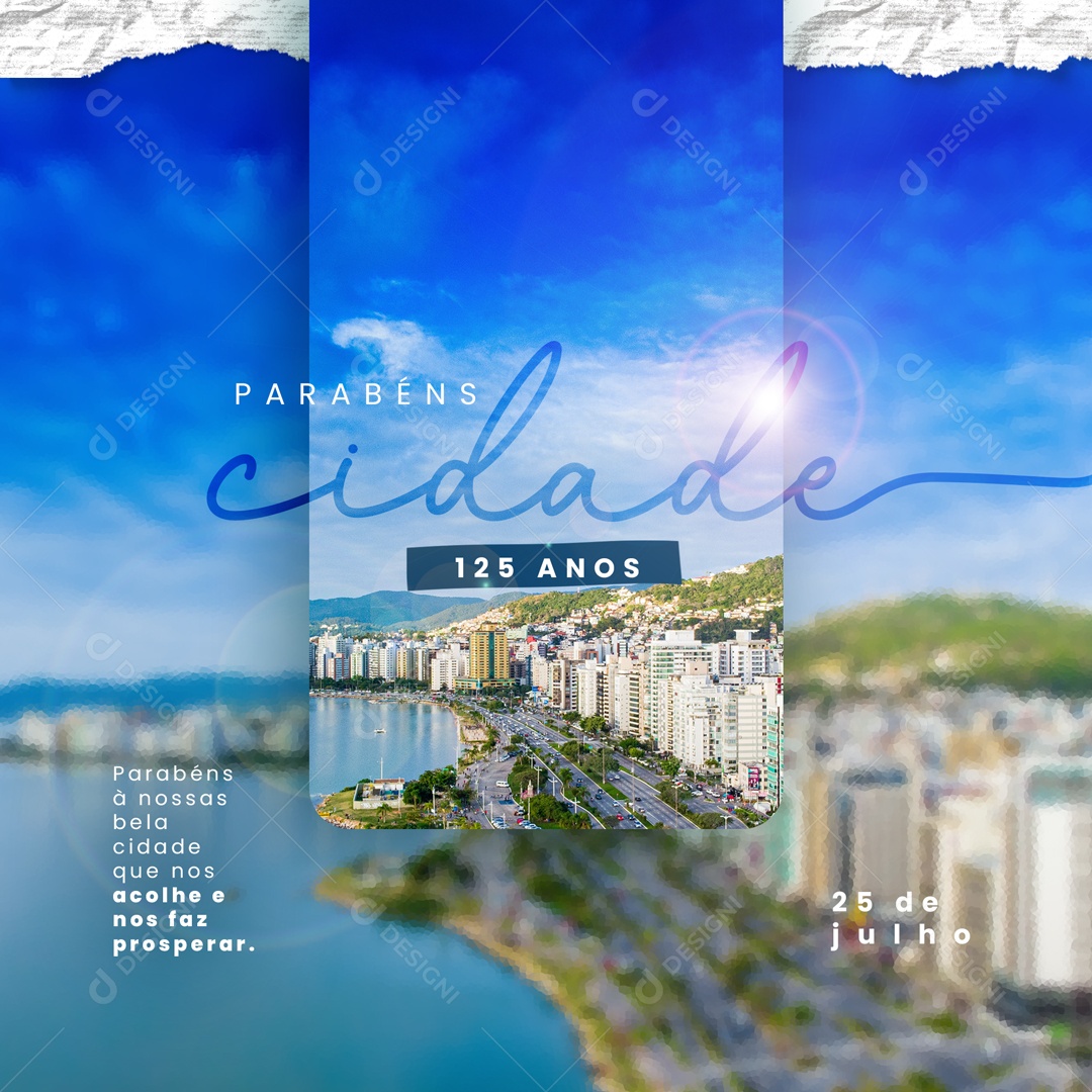 Parabéns Cidade 125 anos Social Media PSD Editável