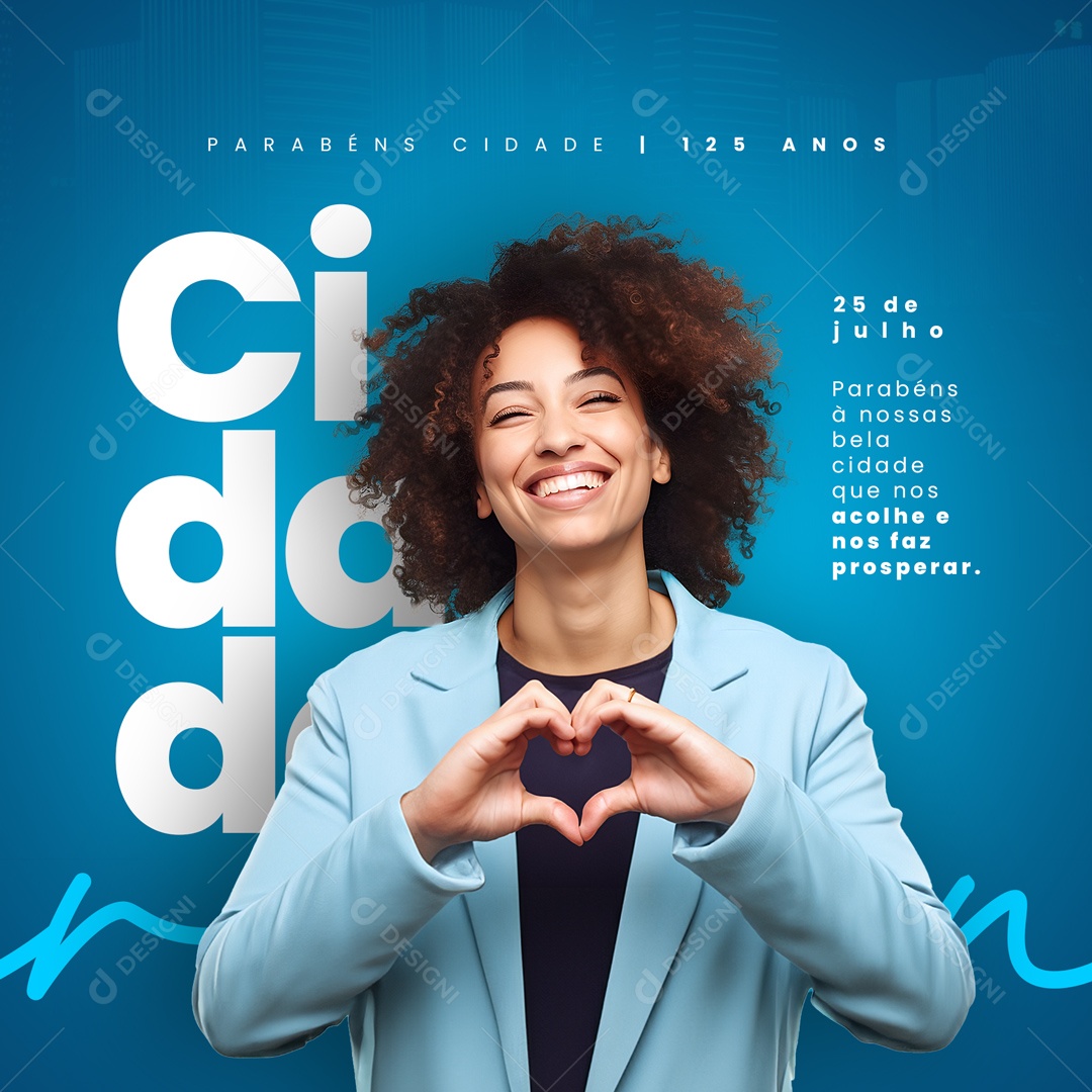 Parabéns Cidade 125 anos Social Media PSD Editável