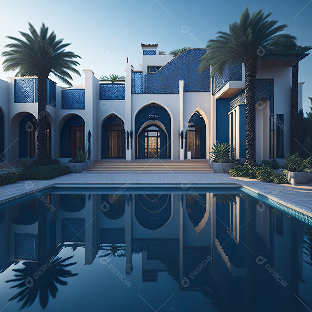 Vila marroquina cercada por água e naturez