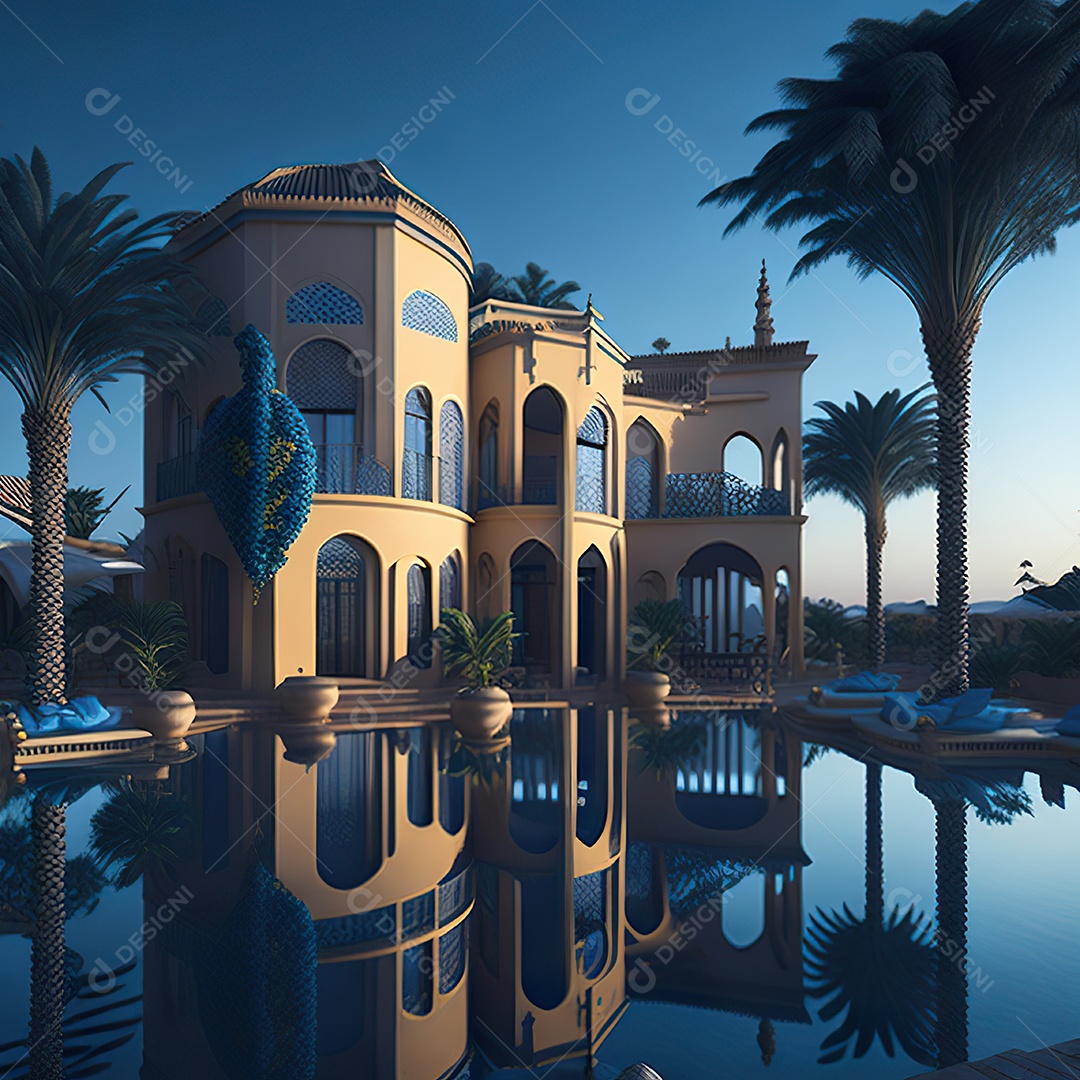 Vila marroquina cercada por água e natureza