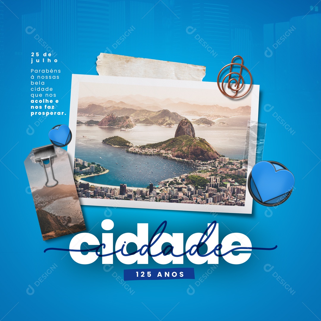 Parabéns Cidade 125 anos Social Media PSD Editável