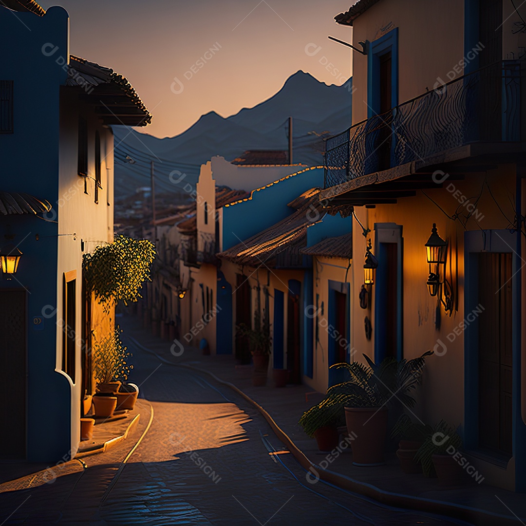 Vila tailândia cidade retro pôr do sol volume