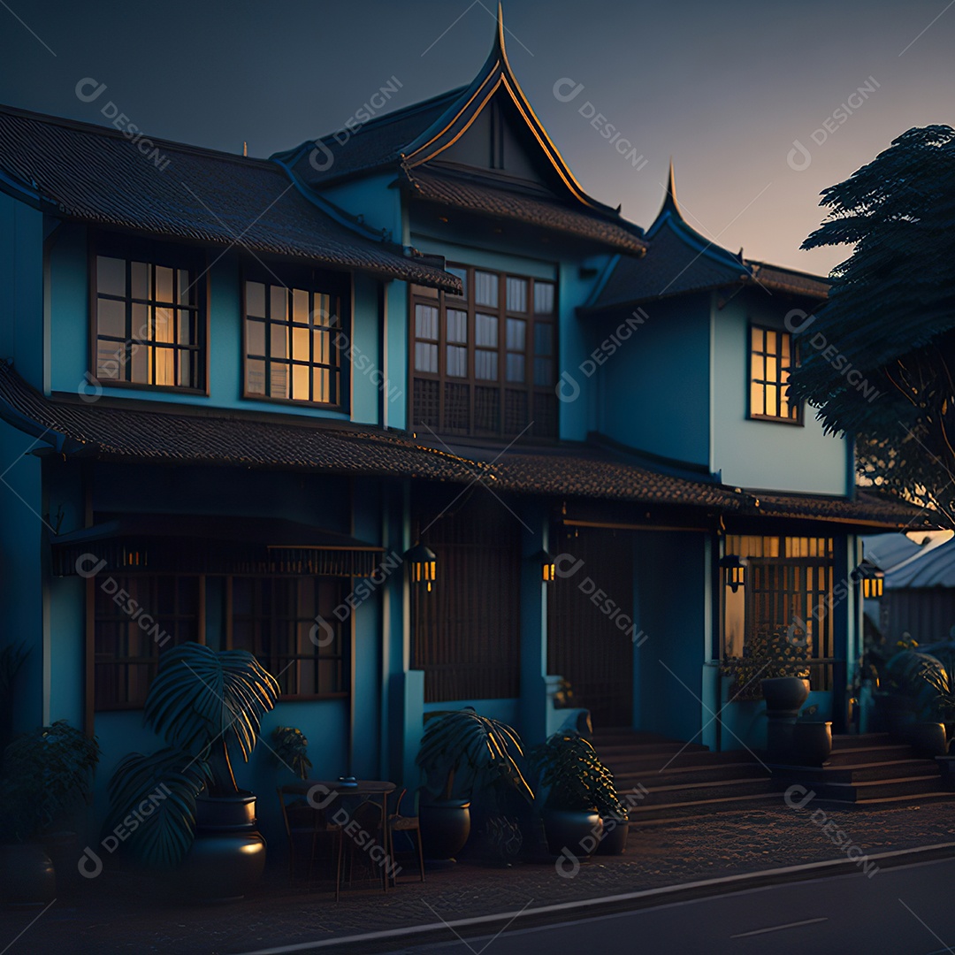 Vila tailândia cidade retro pôr do sol volume