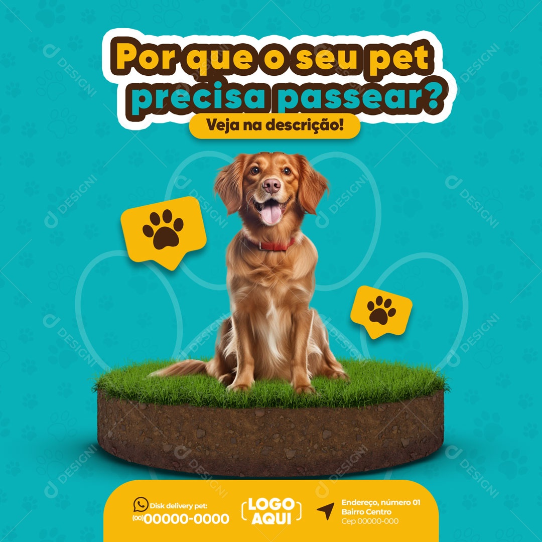 Social Media Por Que o Seu Pet Precisa Passear PSD Editável