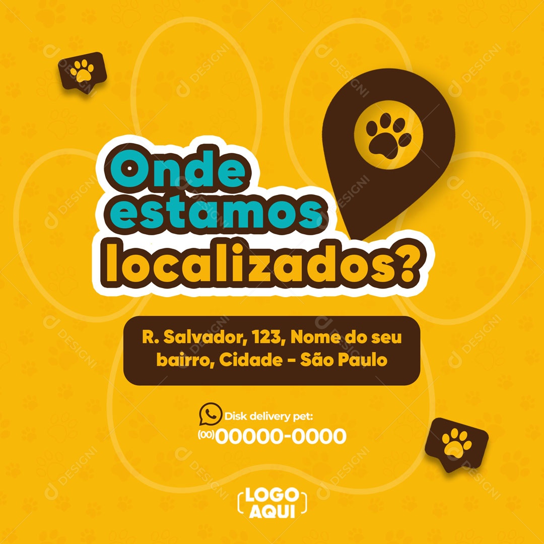 Onde Estamos Localizados Pet Shop Social Media PSD Editável