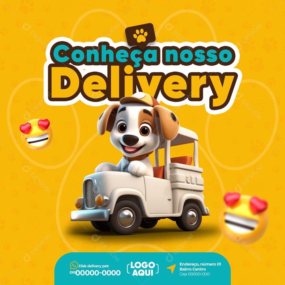 Conheça Nosso Delivery Pet Shop Social Media PSD Editável