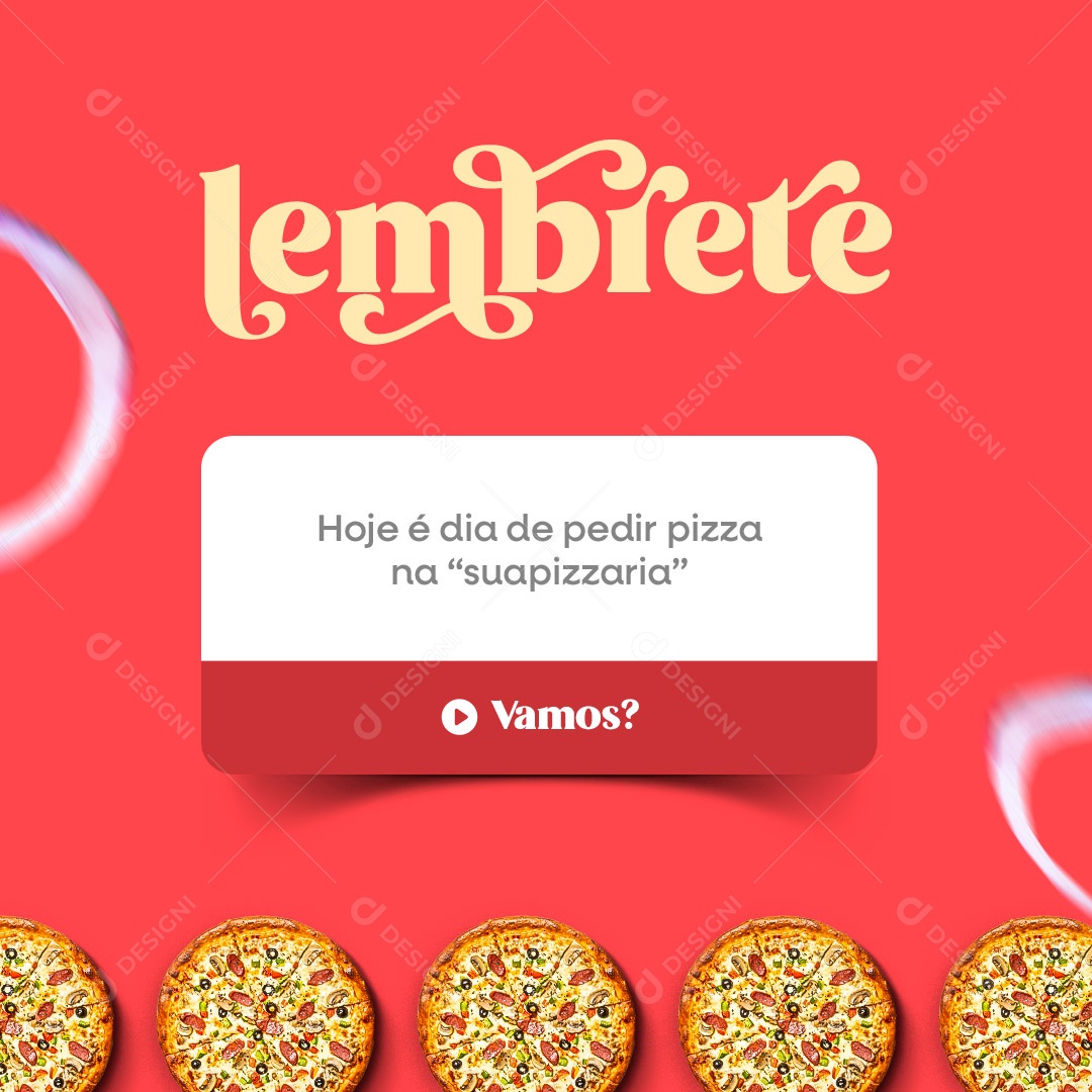 Lembrete Pizzaria Social Media PSD Editável