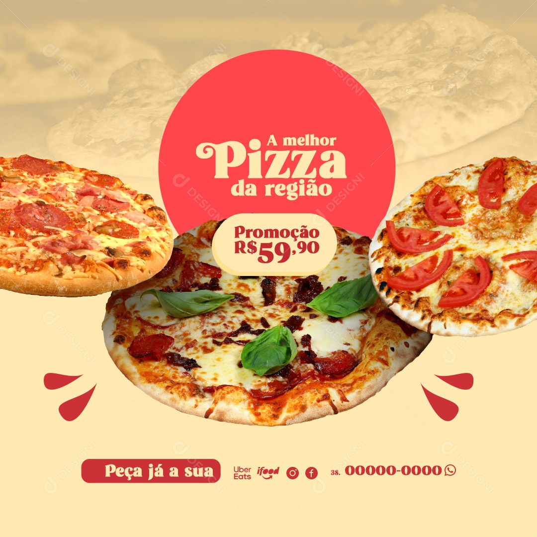 A Melhor Pizza da Região Pizzaria Social Media PSD Editável