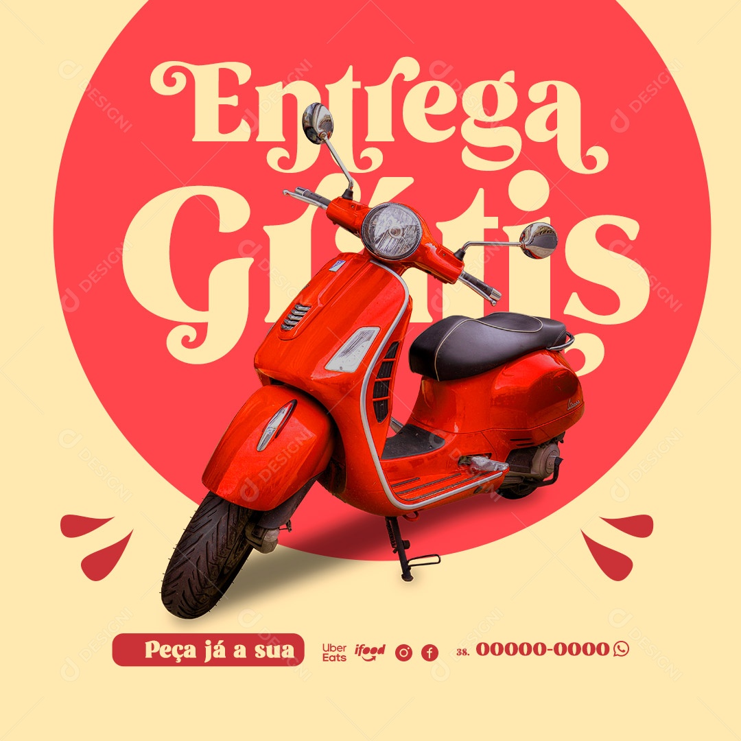 Entrega Grátis Pizzaria Social Media PSD Editável