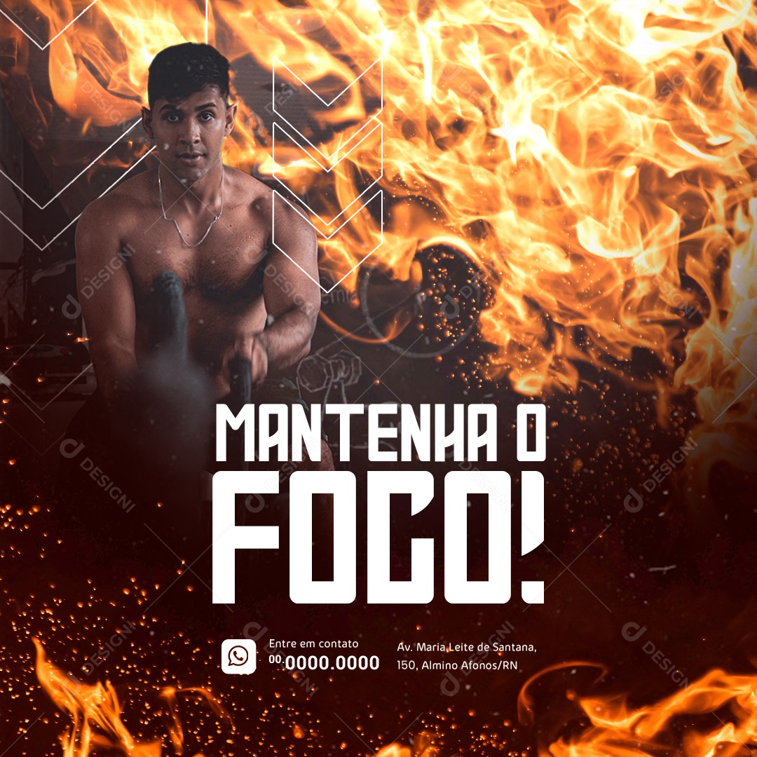 Mantenha o Foco! Academia Social Media PSD Editável