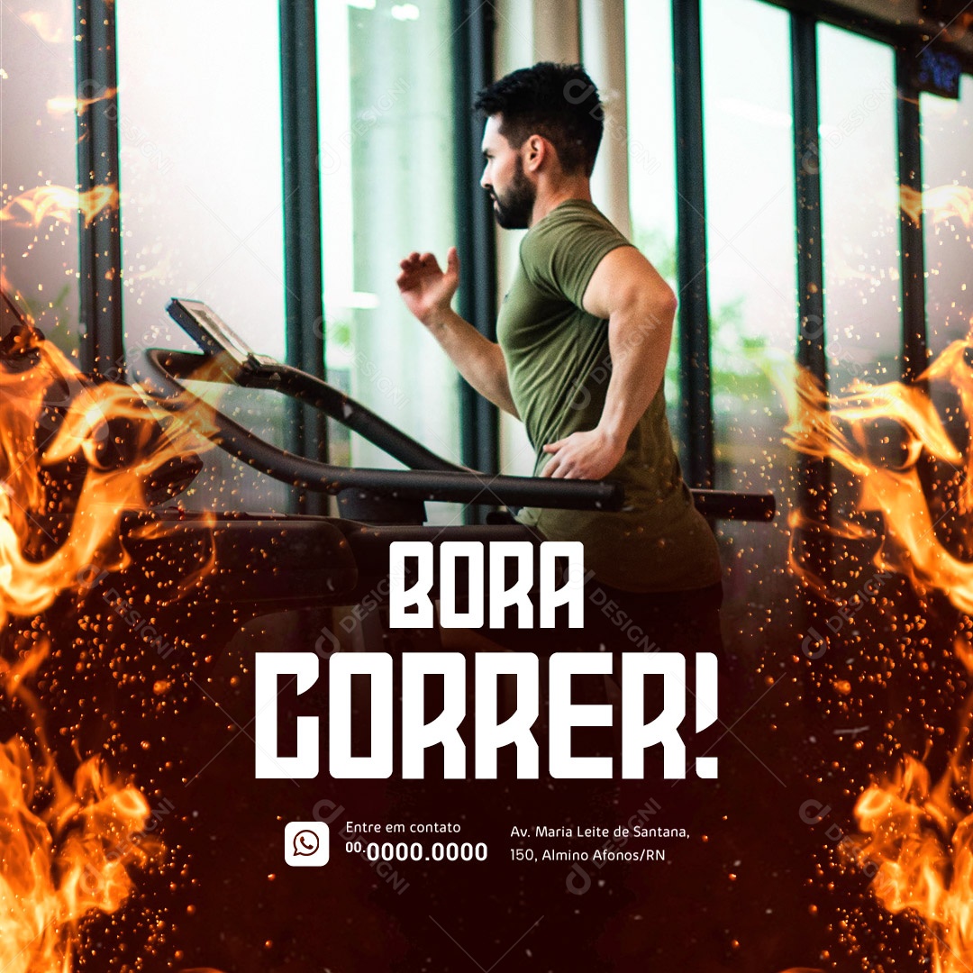 Bora Correr! Academia Social Media PSD Editável