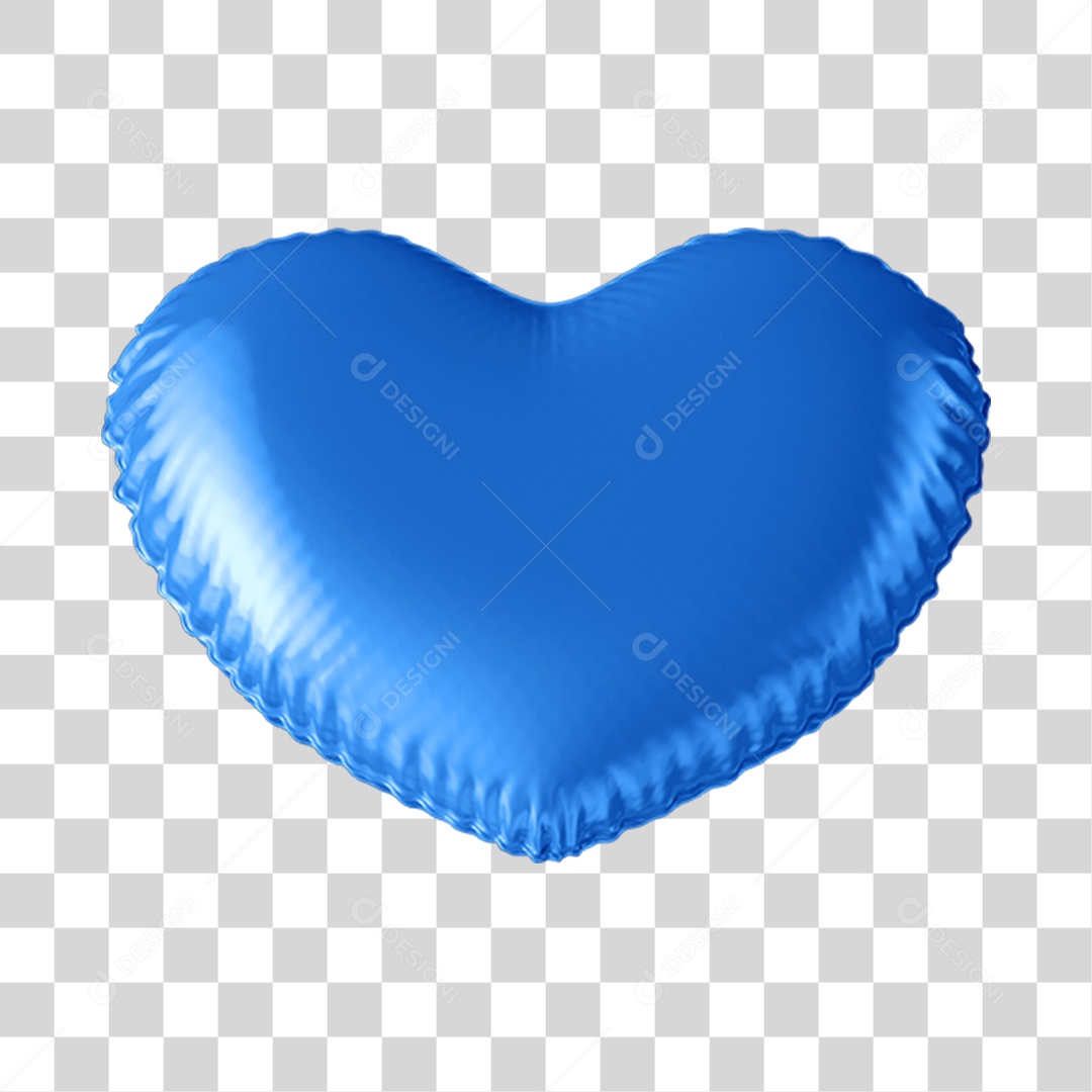 Blue Heart 3D Element For Transparent PNG Composition