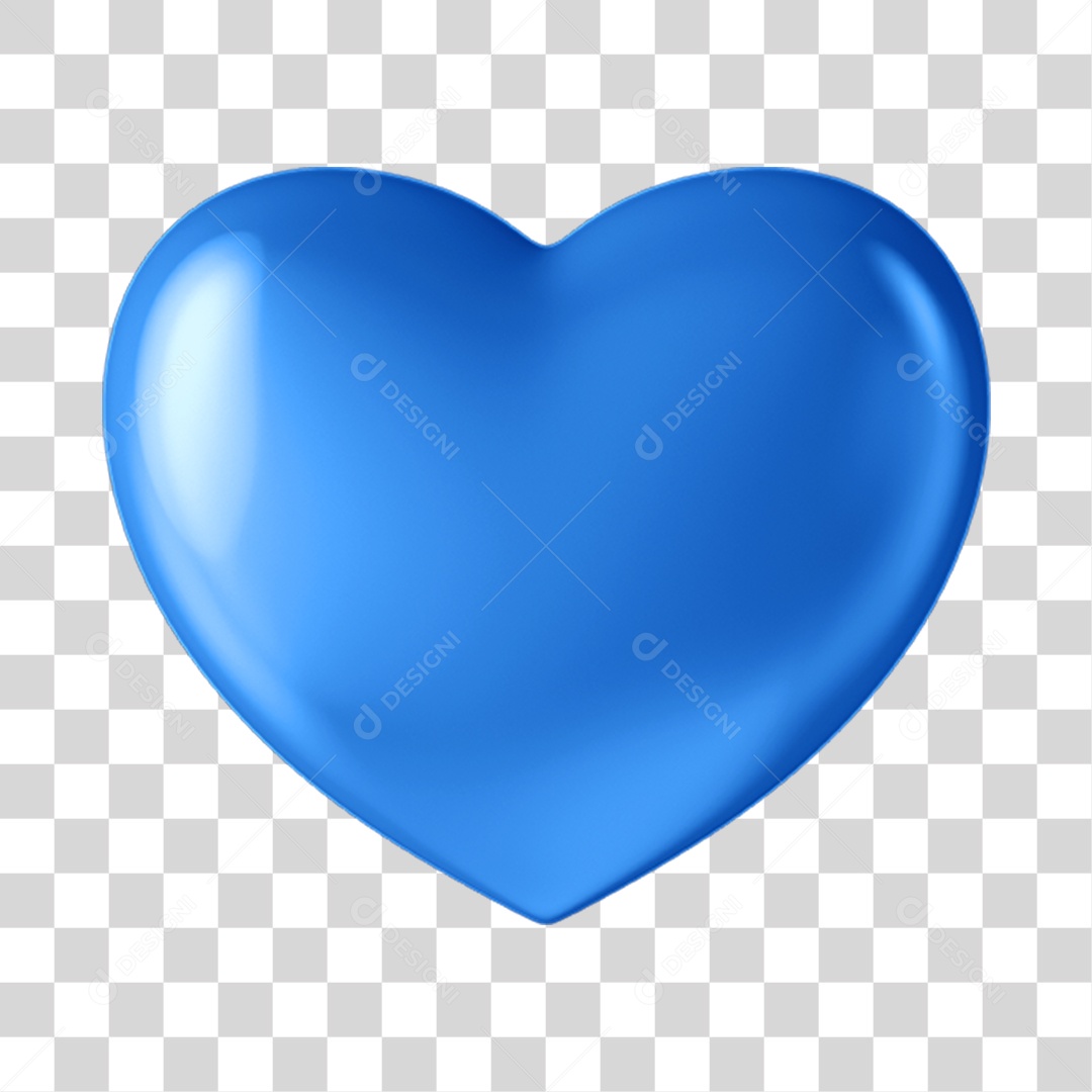 Blue Heart 3D Element For Transparent PNG Composition