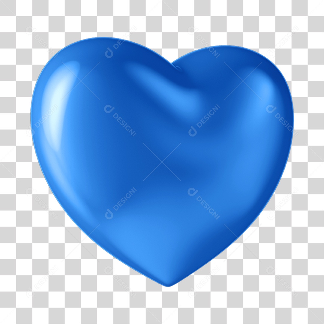 Elemento 3D Coração Azul Para Composição PNG Transparente